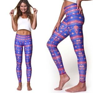 Teeki Blue and Orange Patterned Leggings